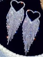 Heart Inlay Stone Tassel Earrings